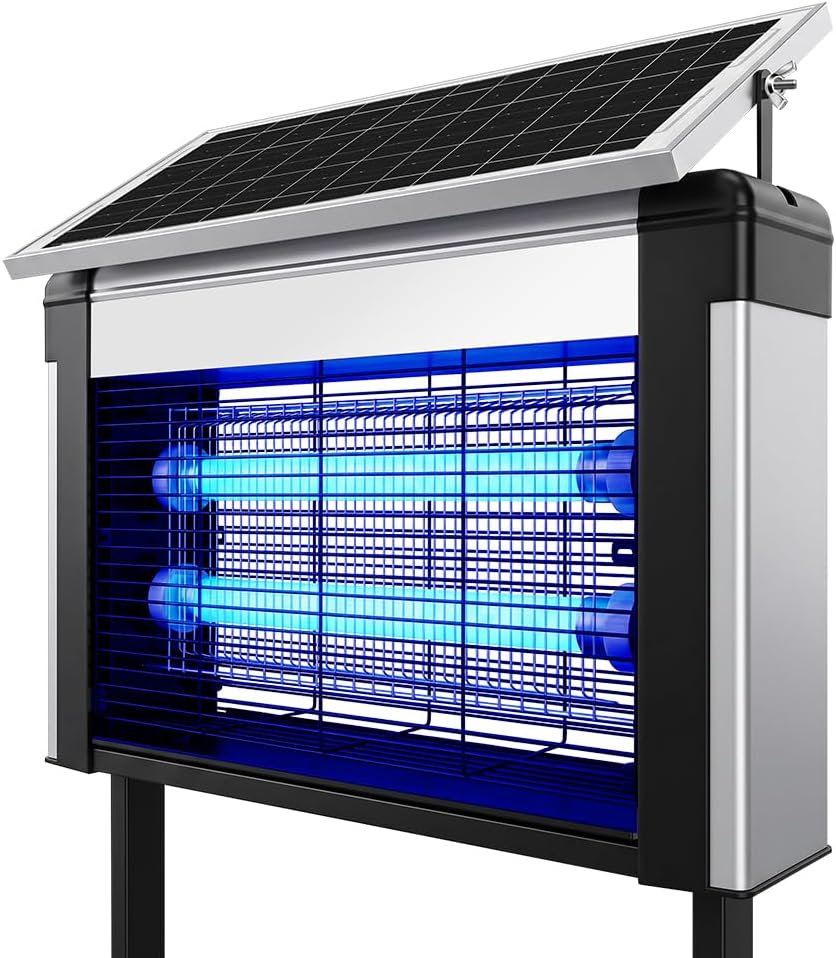 Detalle de Hefite 20W Solar Bug Zapper, 4,000V UV LED, IPX4, 3 Mounting Options