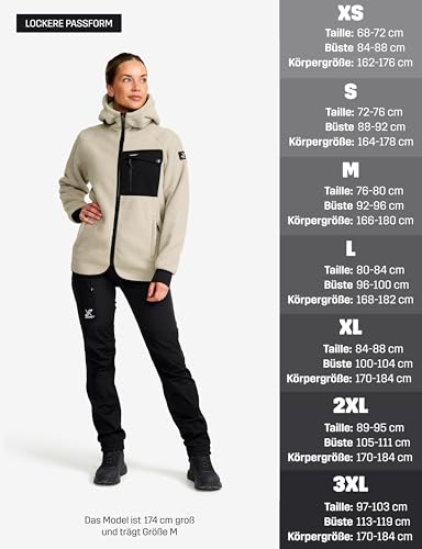 Detalle 2 de RevolutionRace Sherpa Hoodie für Damen – Outdoor-Fleecejacke, Beige Khaki, Größe S
