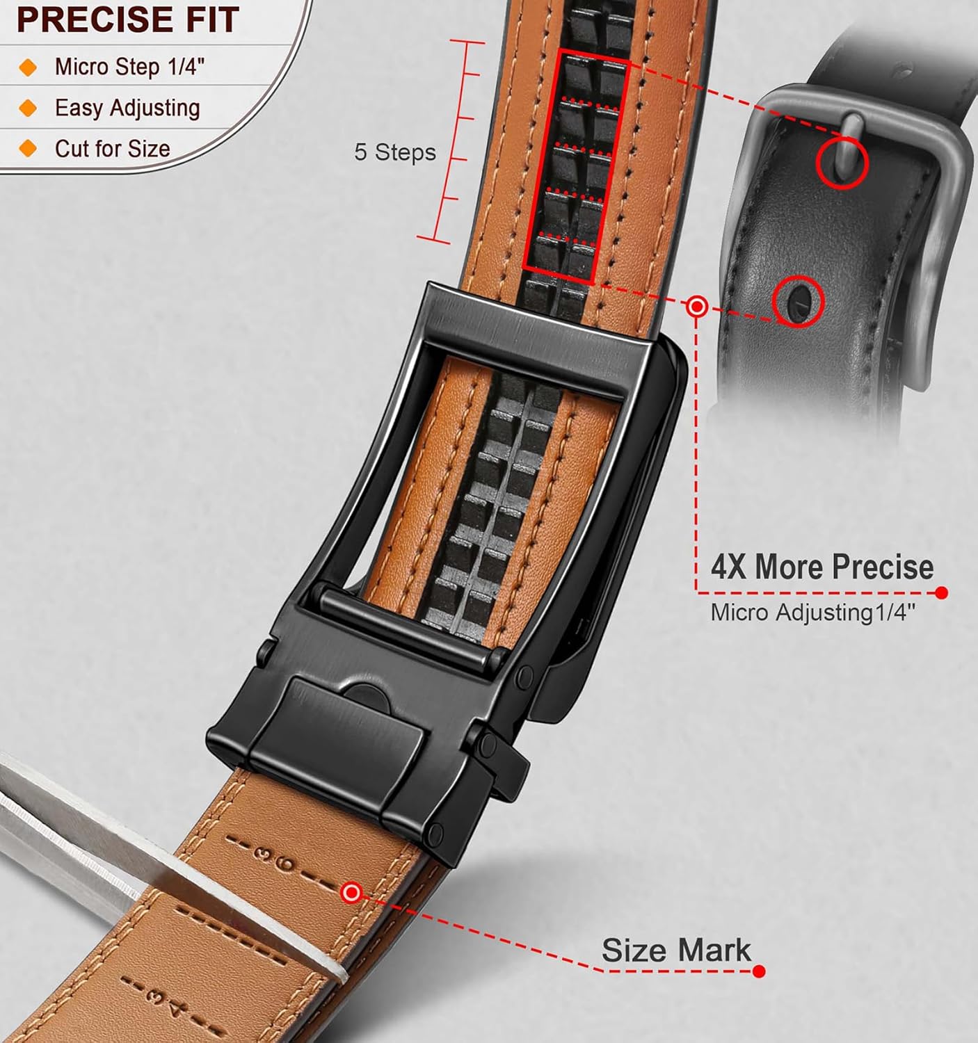 Thumbnail 2 de BULLIANT Gürtel Herren 2er – Ratchet Automatikverschluss, 35 mm Breite, Leder, Geschenkbox