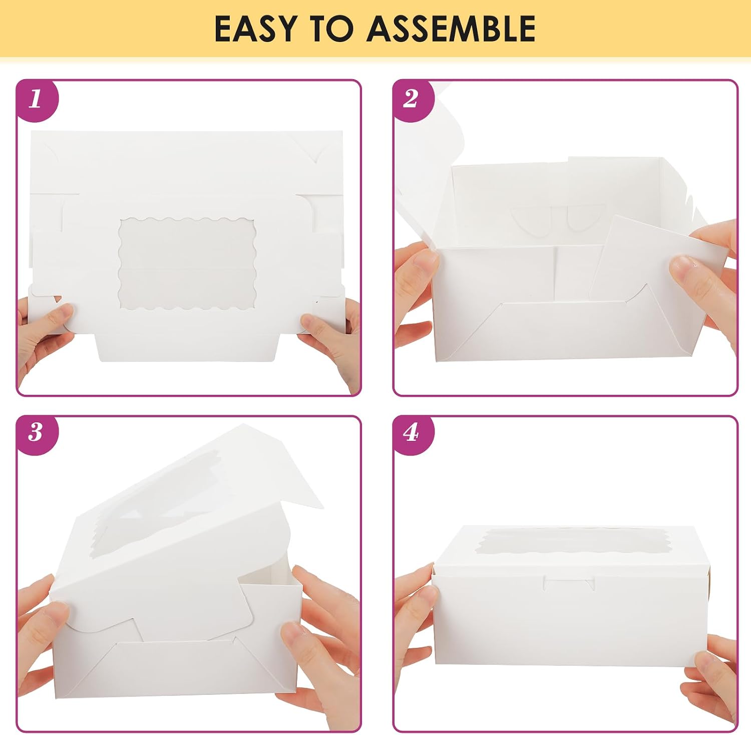 Detalle 2 de Moretoes 48-Count Bakery Boxes, 8 x 6 x 2.5 in, 3 Window Styles