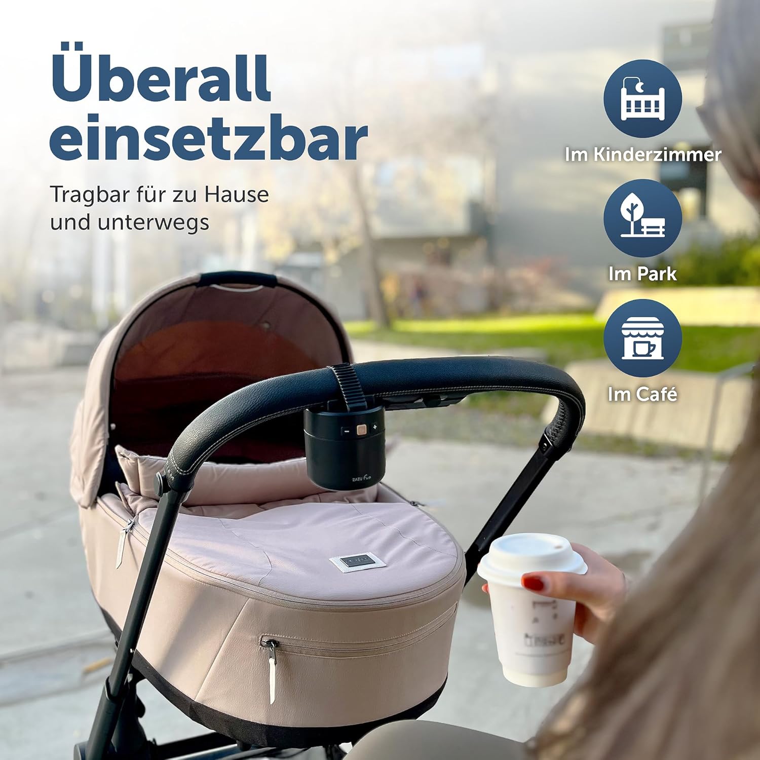Thumbnail 6 de ZAZU ROXY Baby Rocker – Elektrischer Kinderwagen-Schaukler mit Weinen-Sensor, 40-Min-Auto-Off