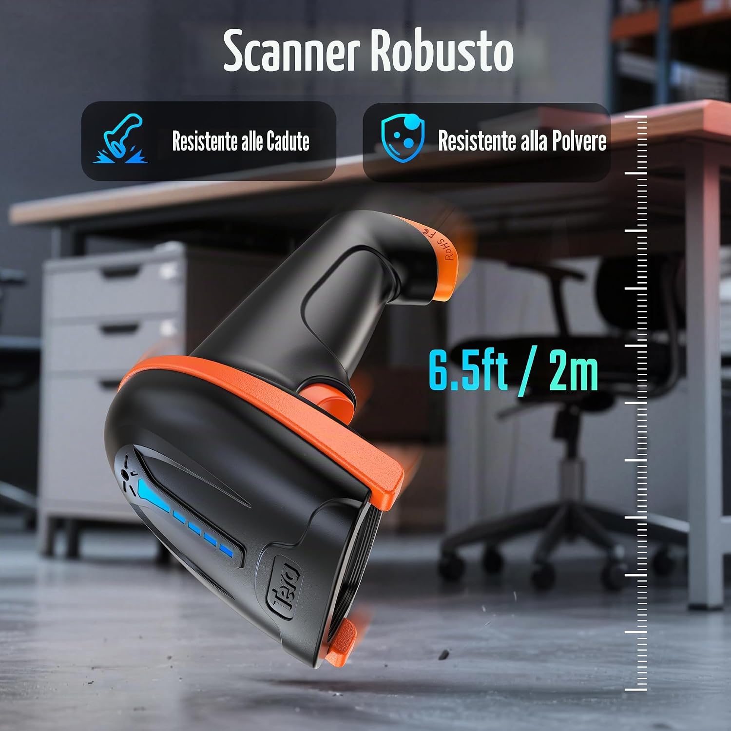 Detalle de Tera 2D QR lettore di codici a barre wireless USB-Cablato 1D/2D con batteria 2000 mAh