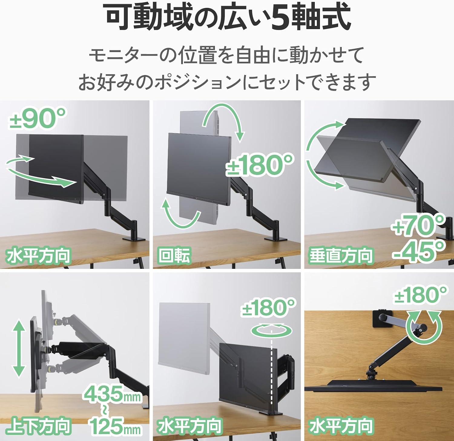 Detalle de エレコム DPAWSSA01BK モニターアーム、13~32インチ対応・ガススプリング式・クランプ式