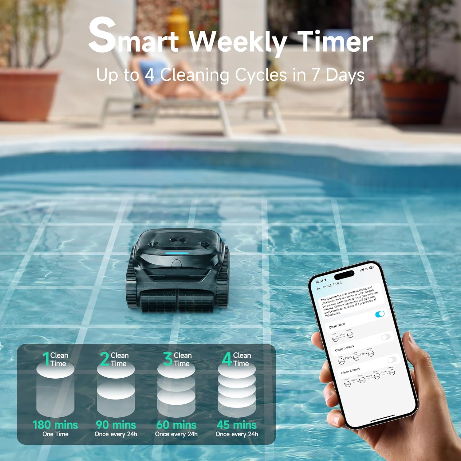 Thumbnail 6 de WYBOT C2 Cordless Robotic Pool Cleaner — Inground Vacuum with Dual Filtration and OTA Upgrades