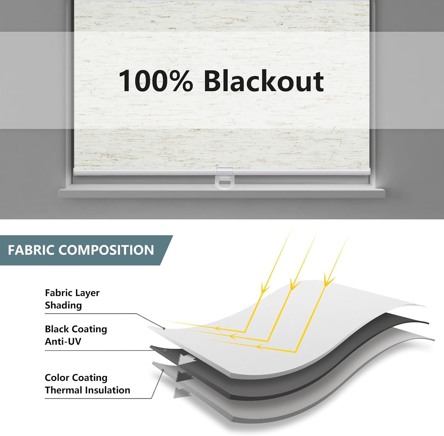 Thumbnail 3 de Natural Linen Roller Shade 27" x 72" blackout for doors/windows 🪟