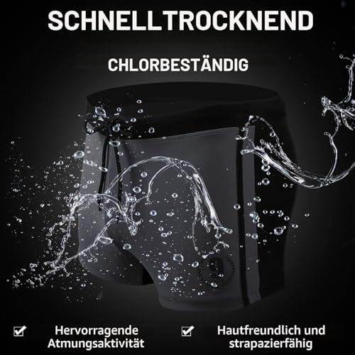 Detalle de Arcweg Badehose Herren Eng Kurz – kurze Badeshorts mit Tunnelzug, UV-Schutz, Grau, Größe XL