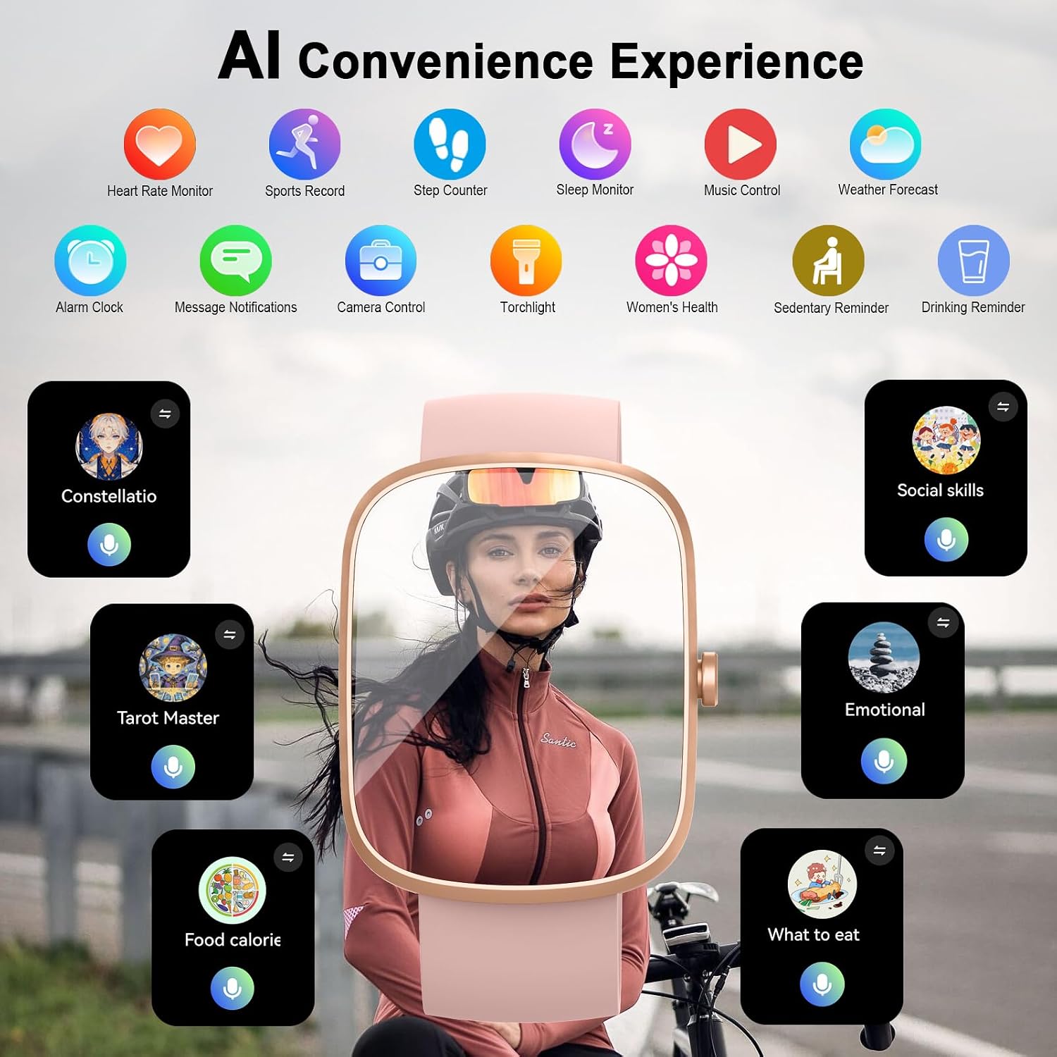 Thumbnail 6 de IA Montre connectée pour Femme/Homme avec ChatGPT, écran 1,91" et appels Bluetooth (IP68) – FitCloudPro
