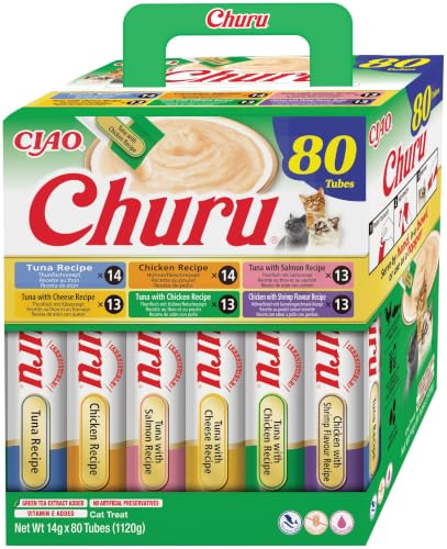 INABA Churu Snack para Gatos Multipack Pollo y Atún, 80 x 14 g