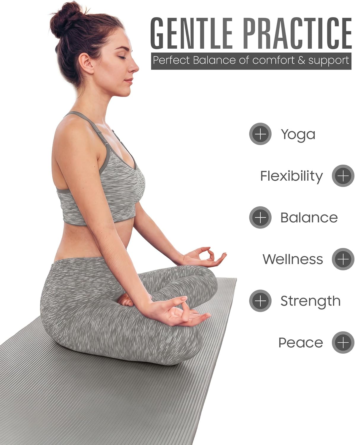 Detalle de ROMIX Yoga Mat Thick 10mm: Non-Slip 180x60cm Foam Exercise Mat