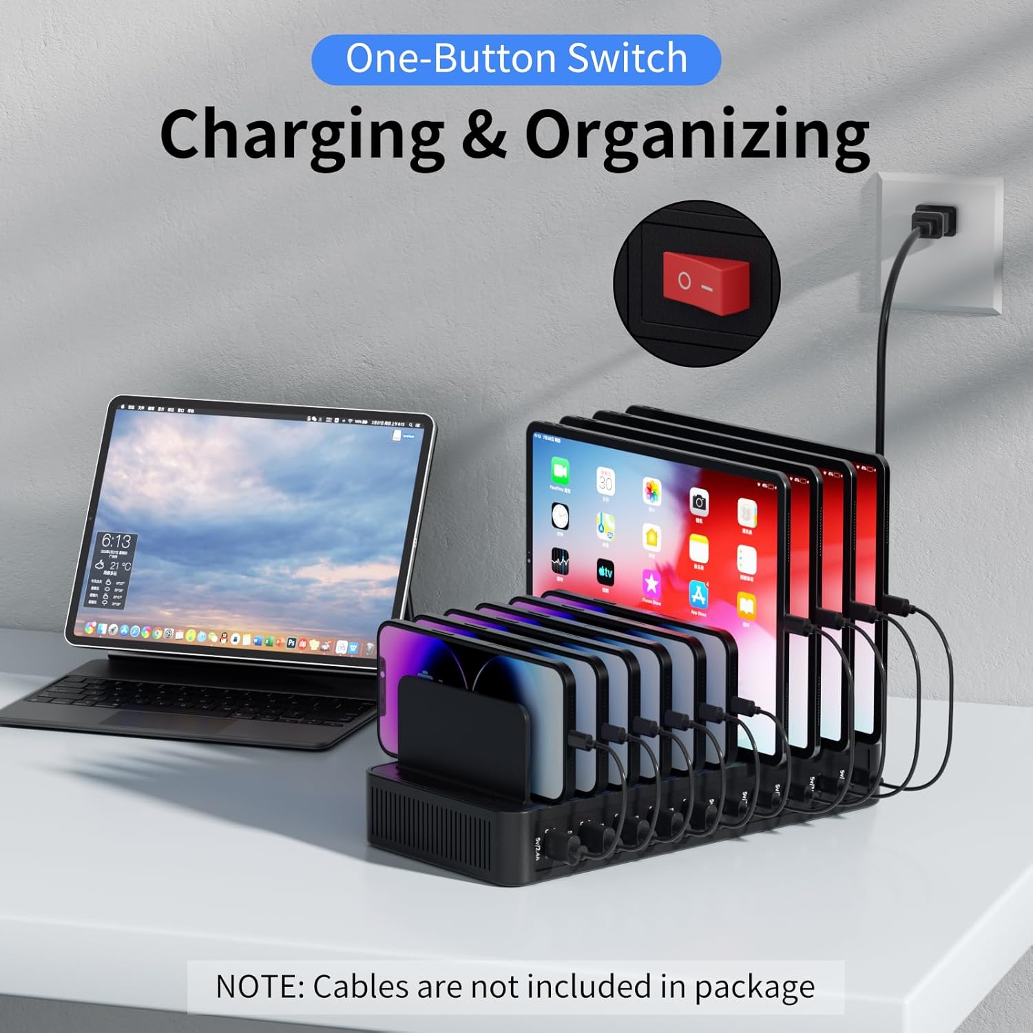 Thumbnail 6 de 60W 10-Port USB Fast Charging Station Dock