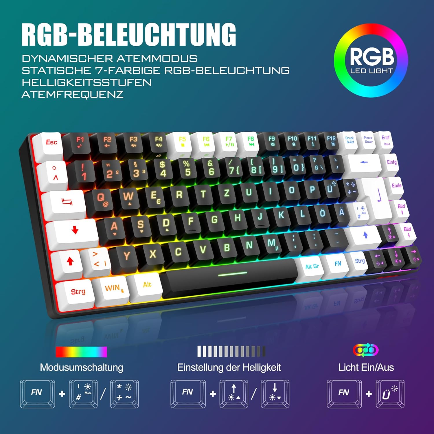Thumbnail 2 de RedThunder 75% kabelloses Gaming-Tastatur‑Maus-Set 85 Tasten