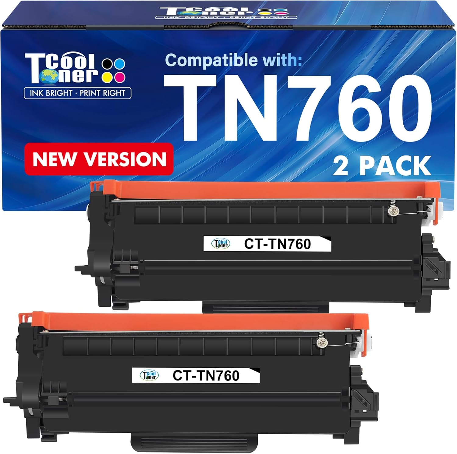 TN760 Compatible Toner (TN-760 / TN-730) for Brother Printers—2-Pack Black High-Yield Cartridges