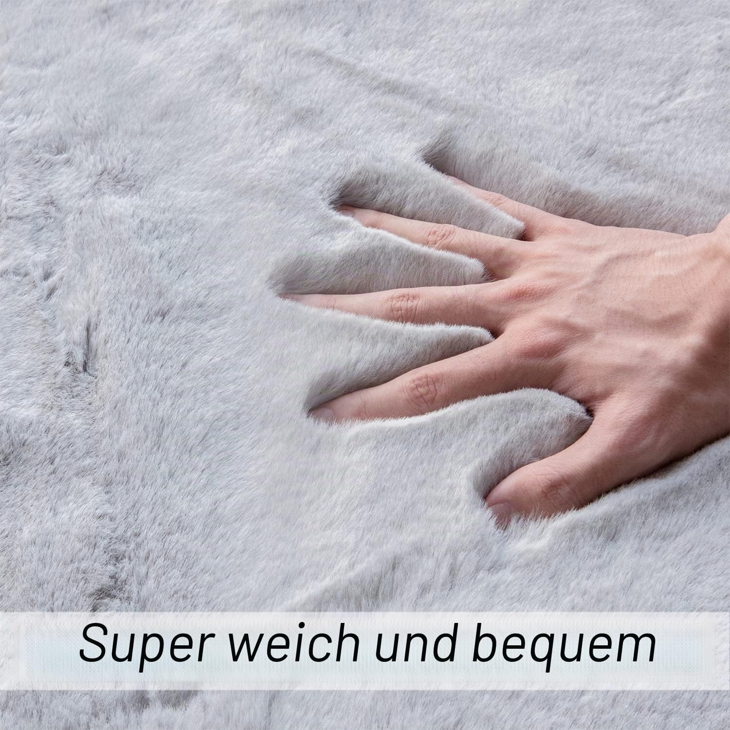 Thumbnail 5 de ORINOVA Runder Teppich Grau Flauschig – 90 cm Kunstfell Teppich, Rund, Waschbar