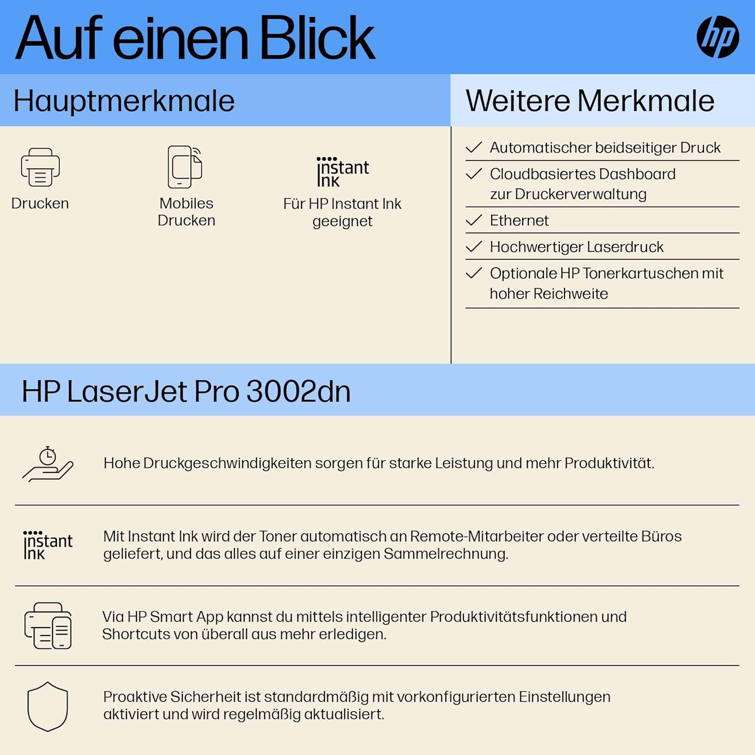 Thumbnail 1 de HP LaserJet Pro 3002dn Laserdrucker – effizienter Business-Drucker mit Duplex, LAN/USB und Wolf Pro Security