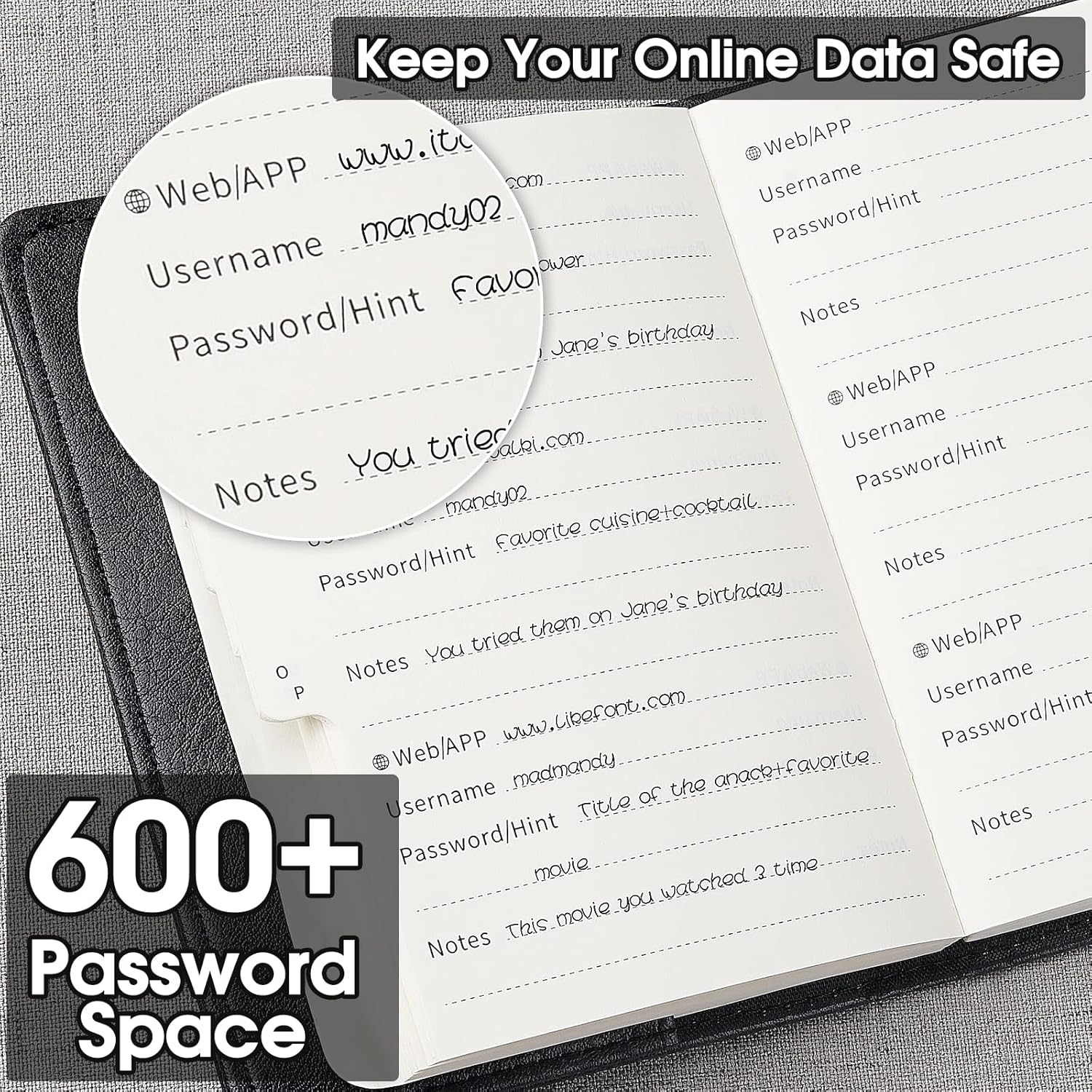 Thumbnail 4 de WEMATE Password Book with Lock