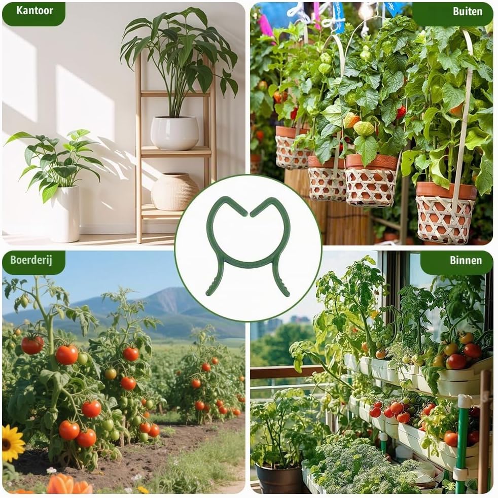 Detalle 2 de ANOMM plantenclips, 210 groene kunststof klemmen voor plantensteun
