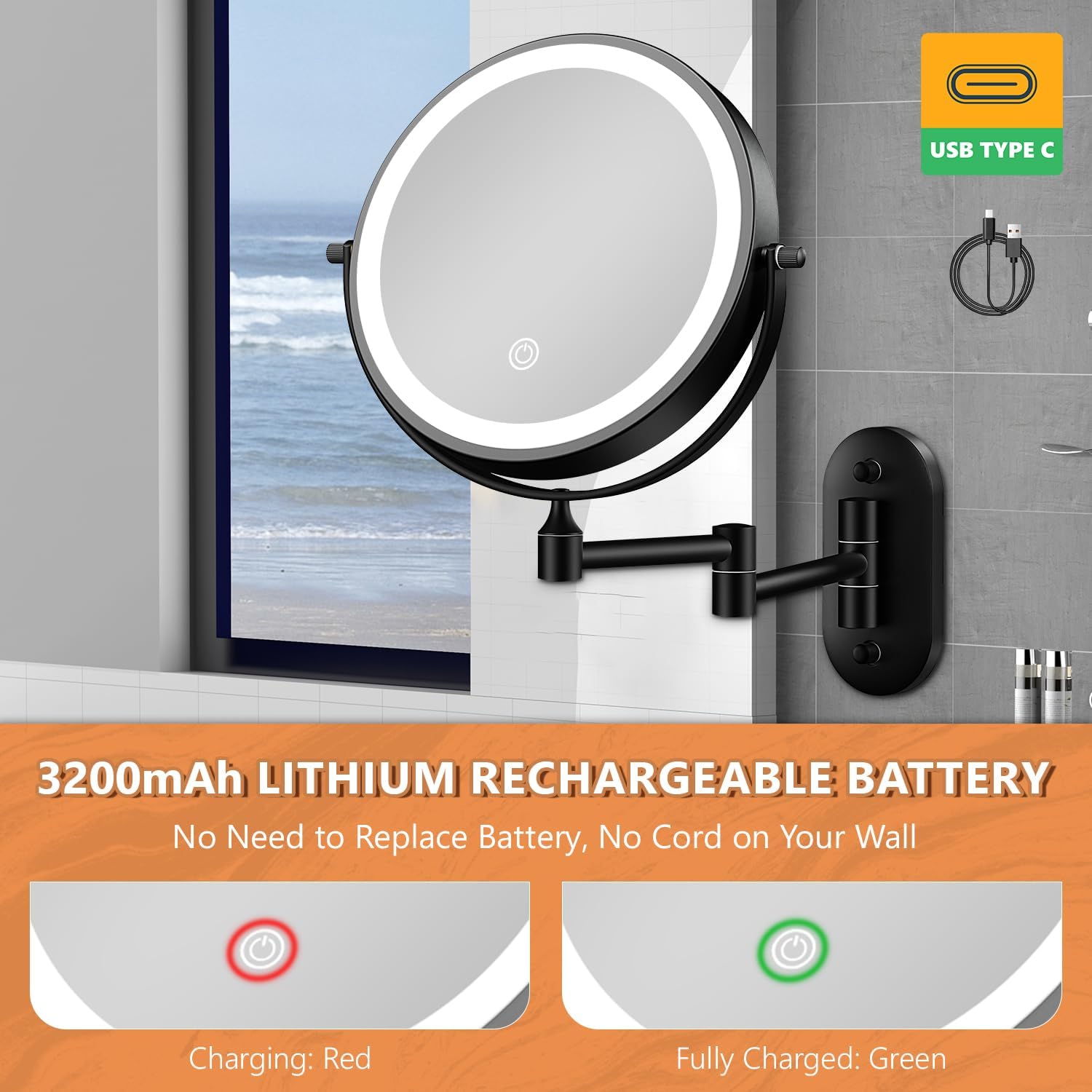 Thumbnail 6 de Auxmir 1X/30X Wall Mounted Lighted Makeup Mirror