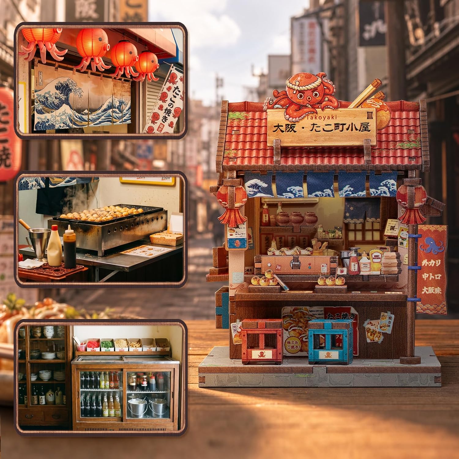 Thumbnail 3 de CUTEBEE Kit Book Nook Osaka Takoyaki – Chiosco Street Food in Legno da Montare