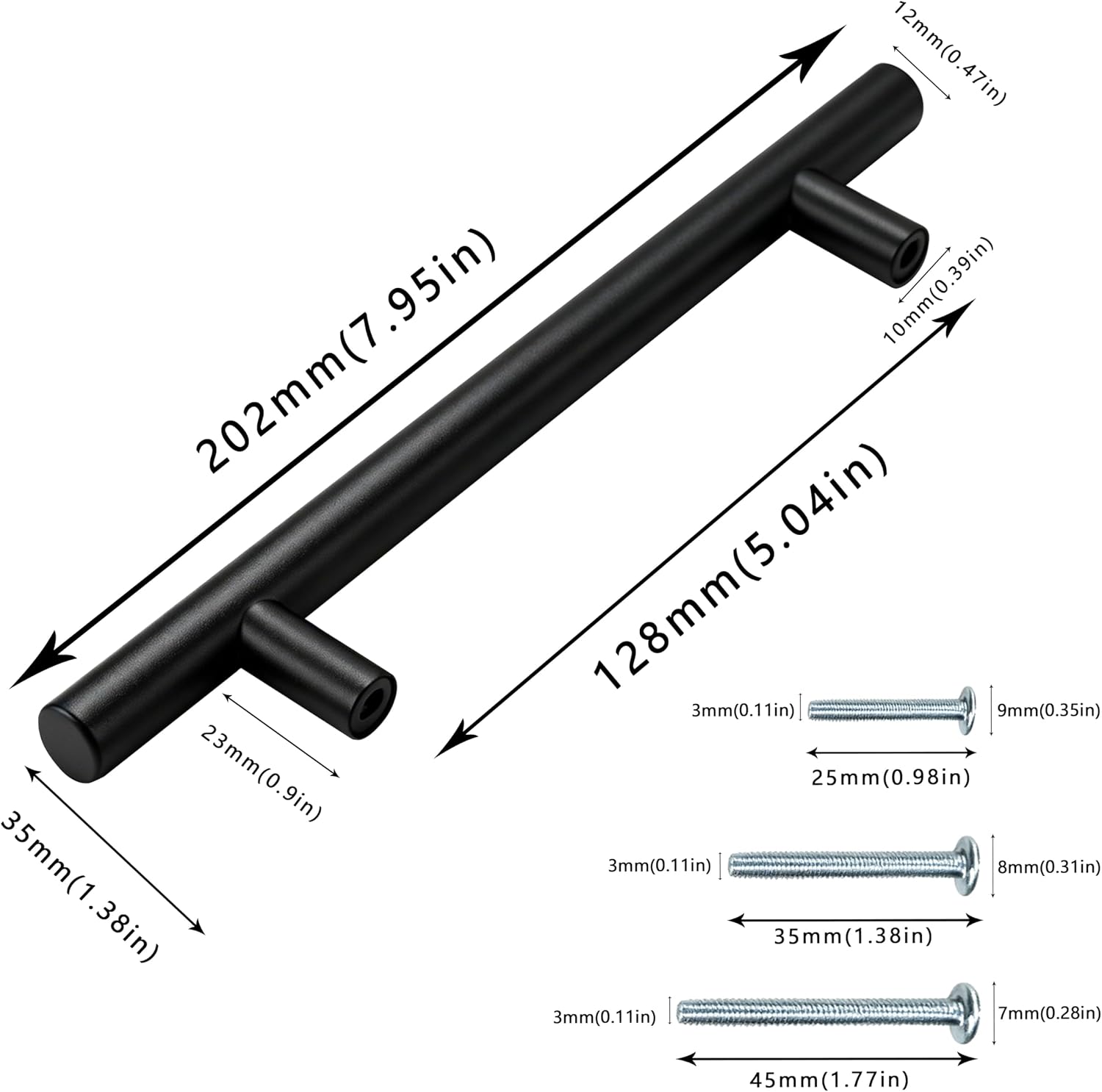 Detalle 2 de AITODOS TA GMBS-20 Kitchen Cupboard Handles, Matte Black Stainless Steel, 128mm Centres