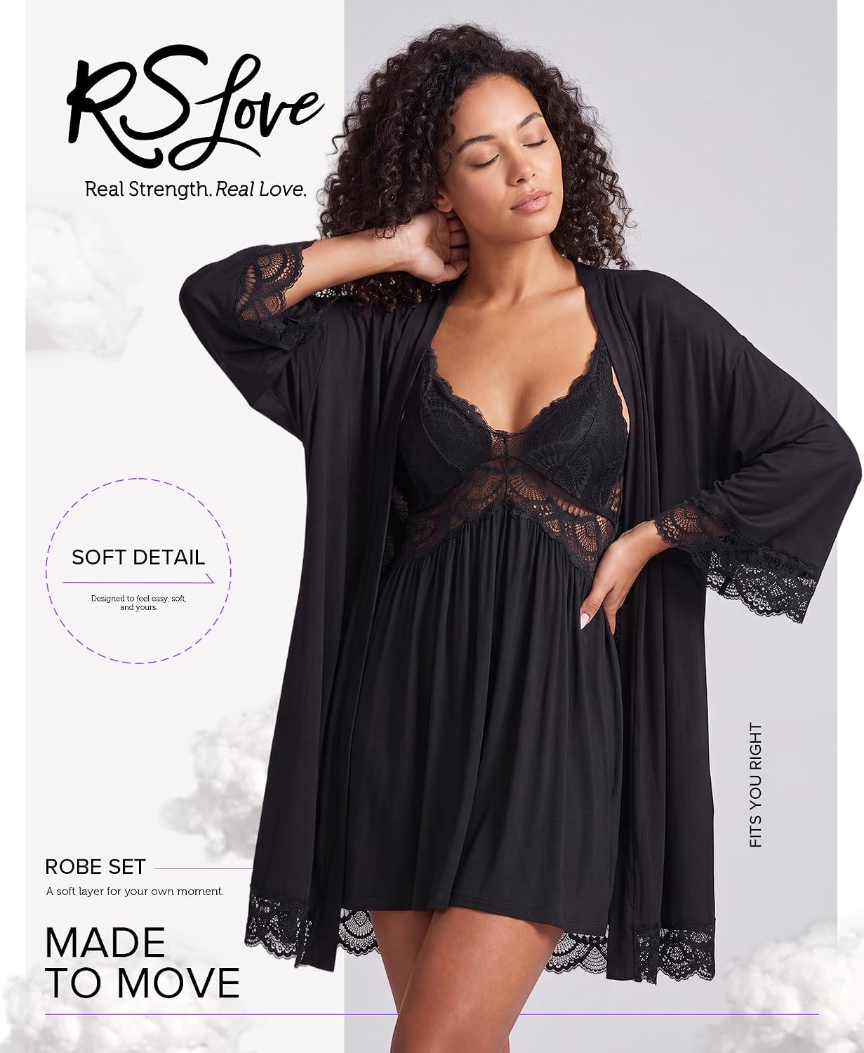 Thumbnail 1 de RSLOVE Women's Lace Nightgown and Robe Set, 2-Piece Soft Modal