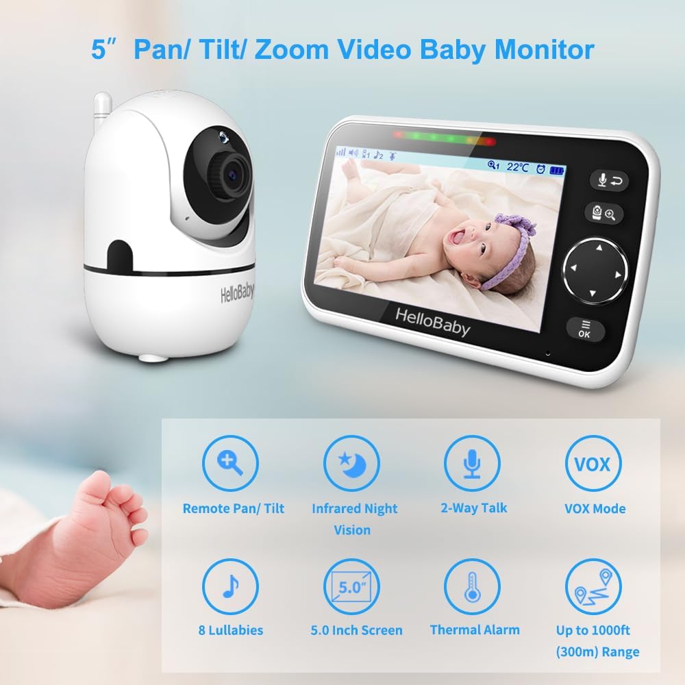 Thumbnail 1 de HelloBaby HB6550 Baby Monitor 5-inch