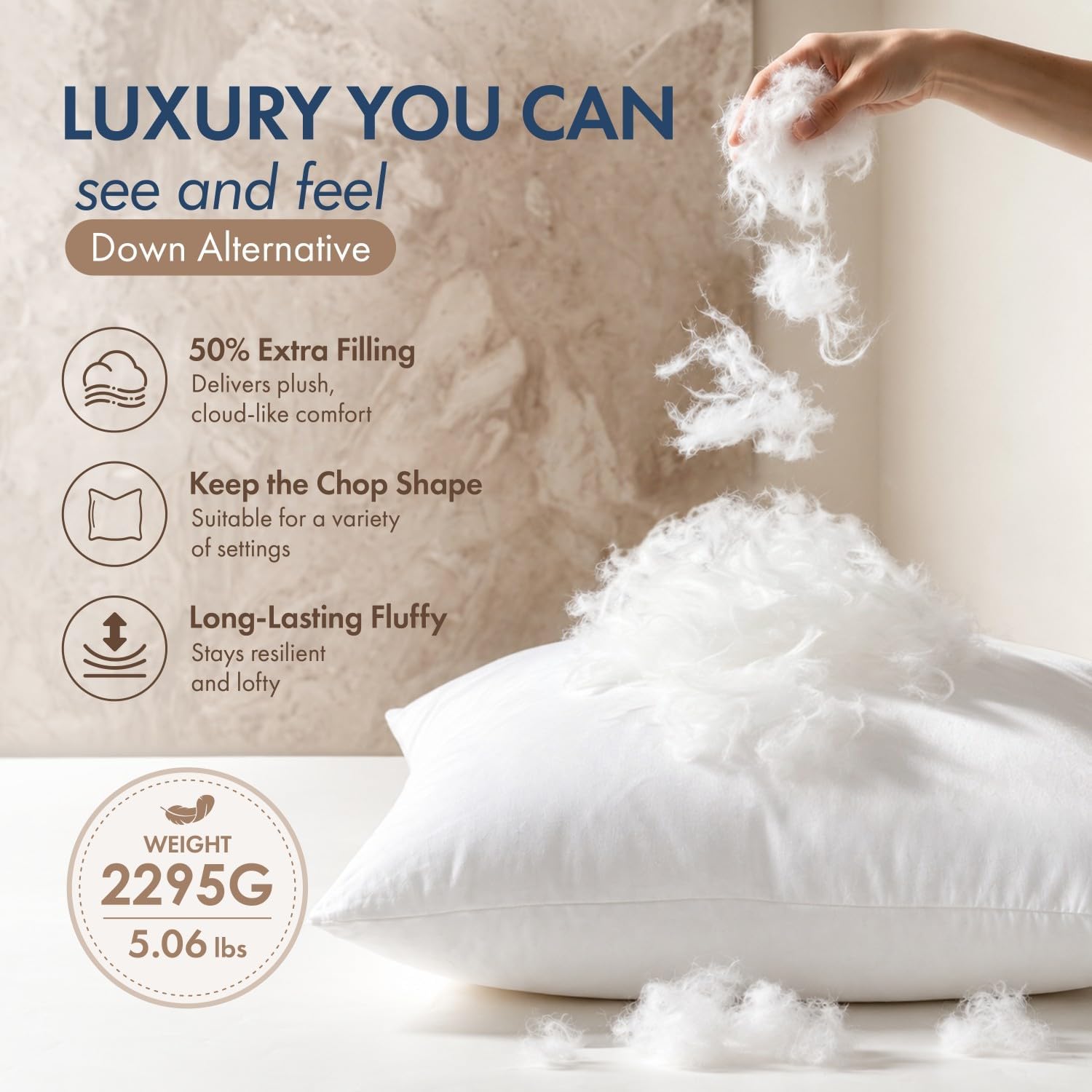 Detalle de MIULEE MIULEE 30 x 30-Inch Euro Pillow Insert, Cotton Cover, Down-Alternative Fill