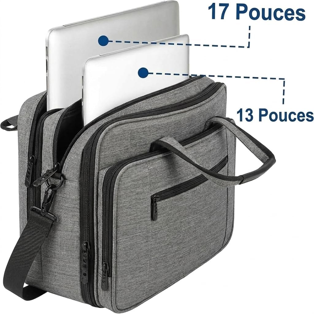 Thumbnail 6 de Mancro Sacoche ordinateur portable 17 pouces extensible, étanche et multifonctionnelle (gris)