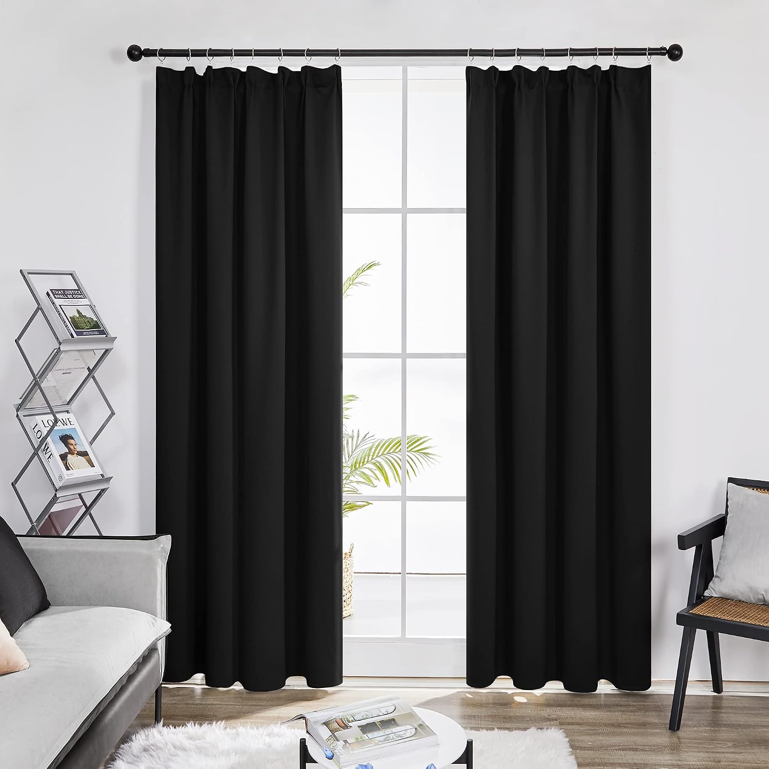 Thumbnail 4 de Deconovo Tende Oscuranti per Camera da Letto 2 Pezzi, 140x200 cm, Nero – oscuranti termiche plissettate