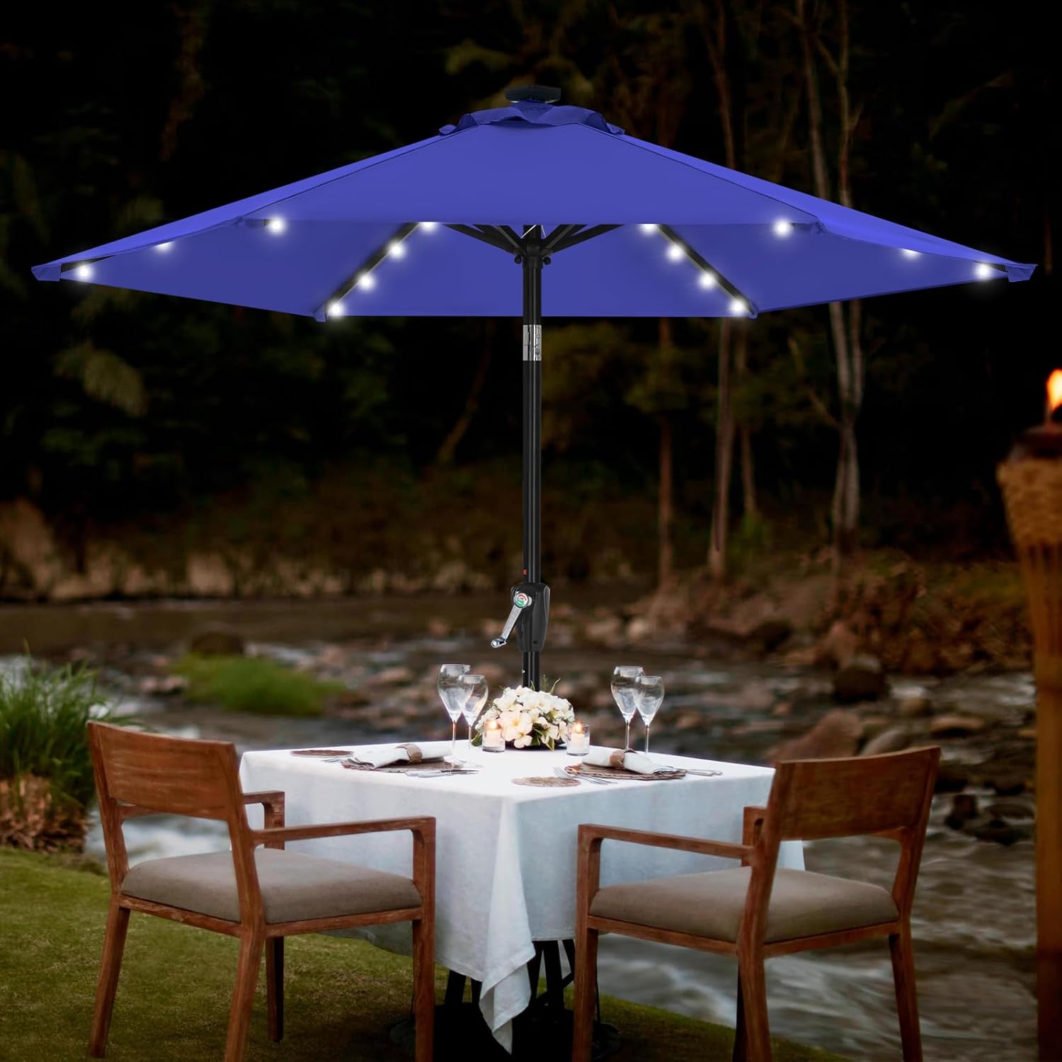 Thumbnail 6 de MASTERCANOPY Patio Umbrella with Solar LED Lights (2.3m, Blue)
