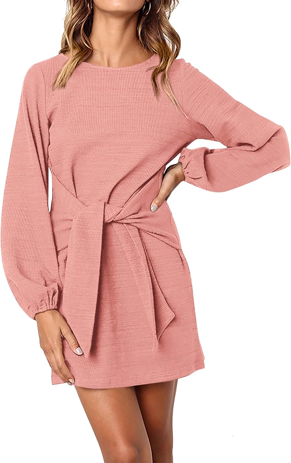 PRETTYGARDEN Long Lantern Sleeve Knit Dress