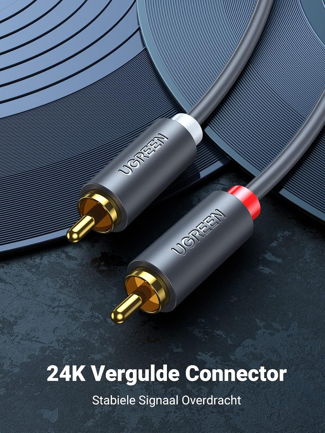 Detalle 2 de UGREEN stereo-audiokabel 2RCA naar 2RCA, 2 m, vergulde stekkers