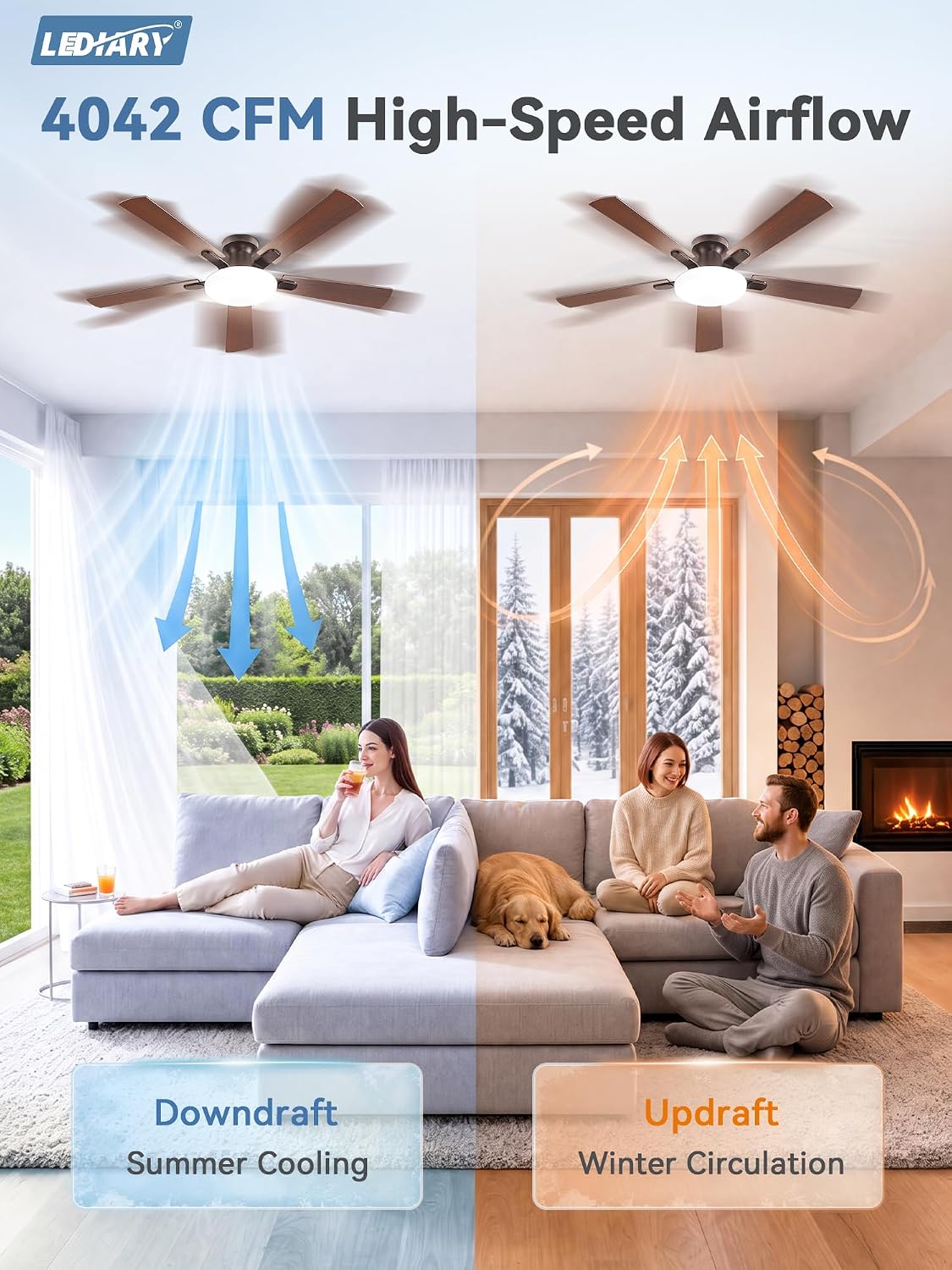 Detalle de Ceiling Fan with Lights, 52-Inch