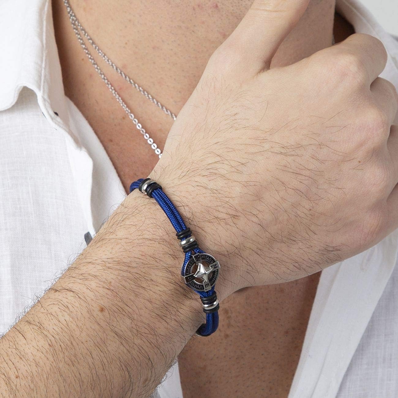 Thumbnail 6 de inSCINTILLE Bracciale Uomo in Acciaio Simboli Nautica Rosa dei Venti, Regolabile 18–22 cm – Confezione Regalo Inclusa