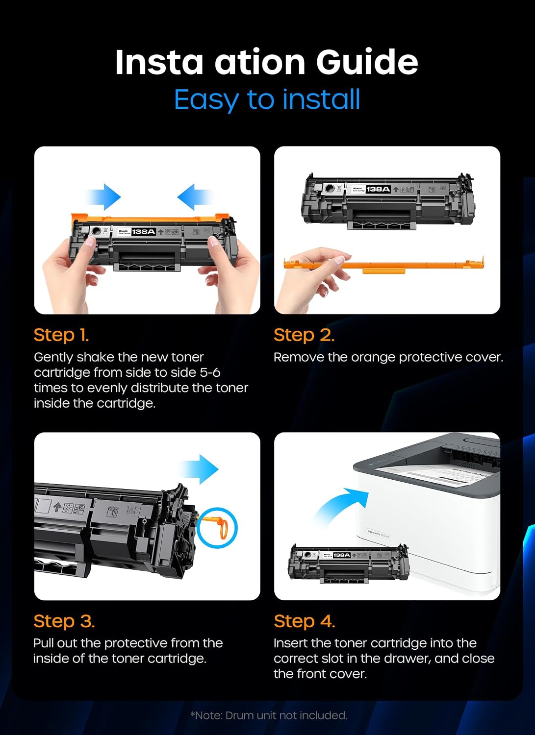 Detalle 2 de Timink H138A-2P Compatible Black Toner Cartridges, 2-Pack, 1,500 Pages Each