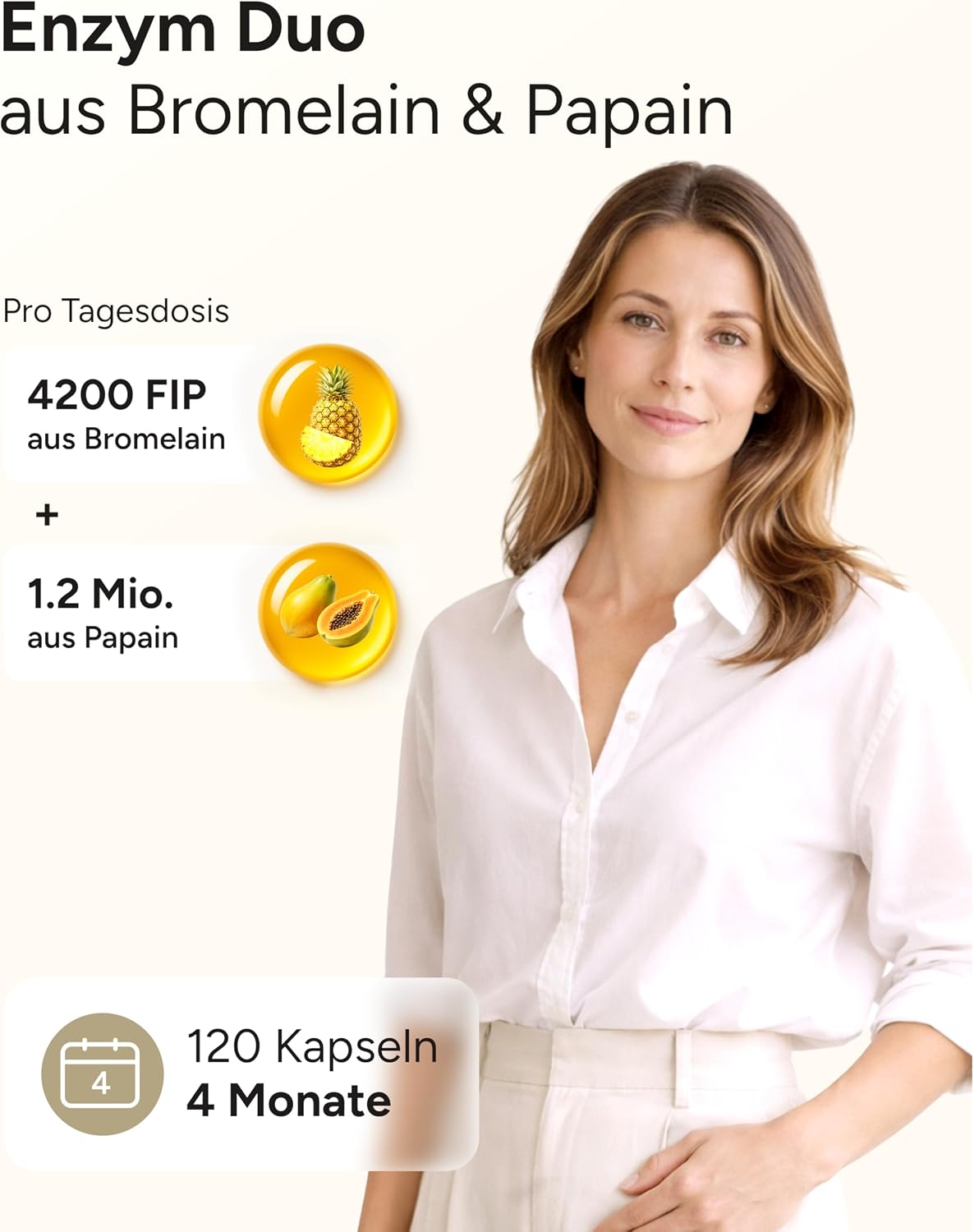 Detalle 2 de Papain Bromelain Kapseln hochdosiert 120 Kapseln