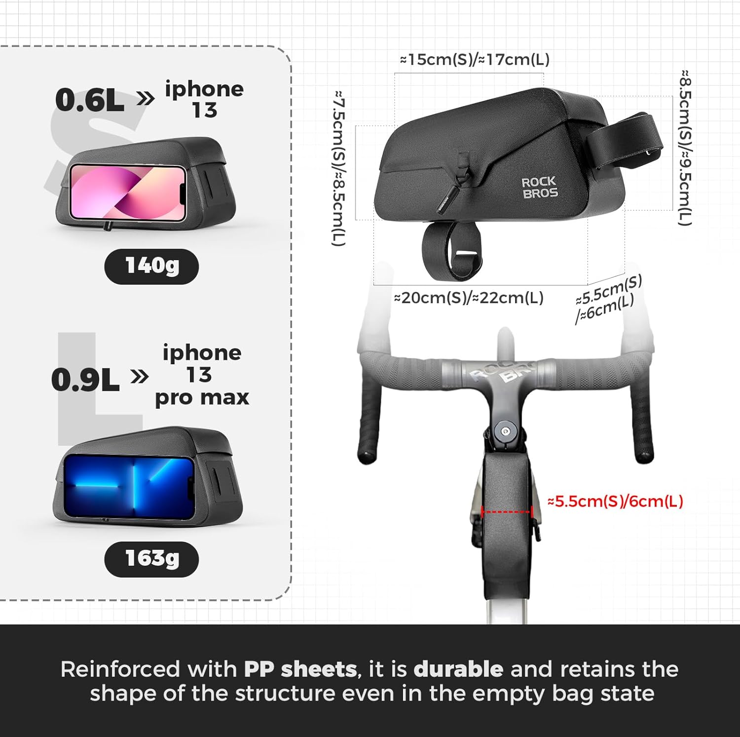 Thumbnail 3 de ROCKBROS Sacoche Cadre de Vélo Aspiration Magnétique 0,9 L – Étanche et légère pour Bikepacking