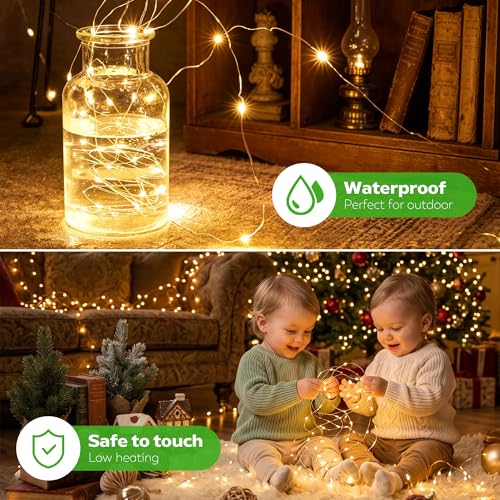 Detalle 2 de MUSUNIA Mini Aufladbare Lichterkette 3 m | 30 LEDs Warmweiß, Timer, USB‑C, 8 Modi