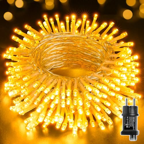 Detalle de Ollny Guirlande Lumineuse 10 m, 100 LED Blanc Chaud – IP44, idéal extérieur et intérieur