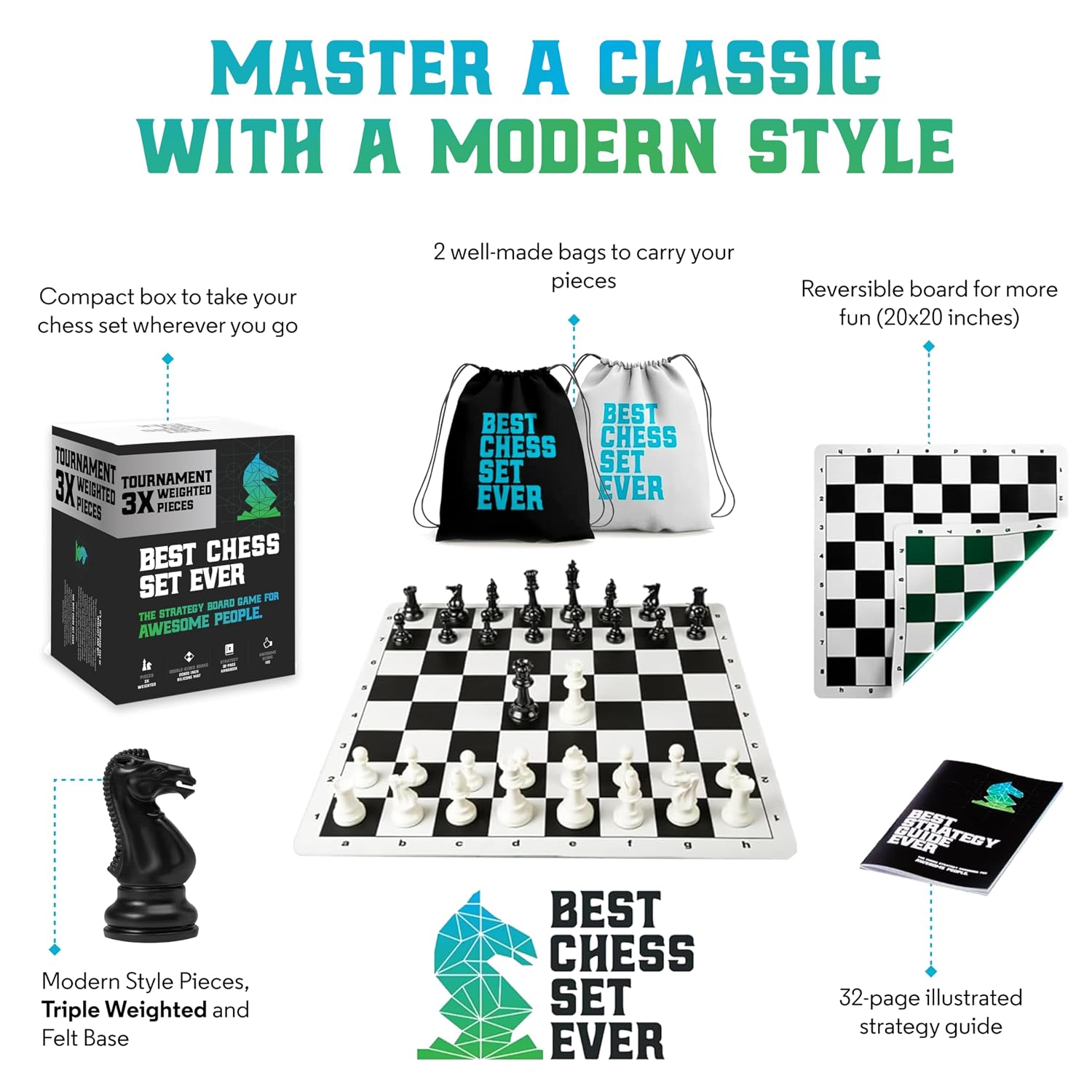 Detalle de Chess Geeks Best Chess Set Ever Tournament 50 cm