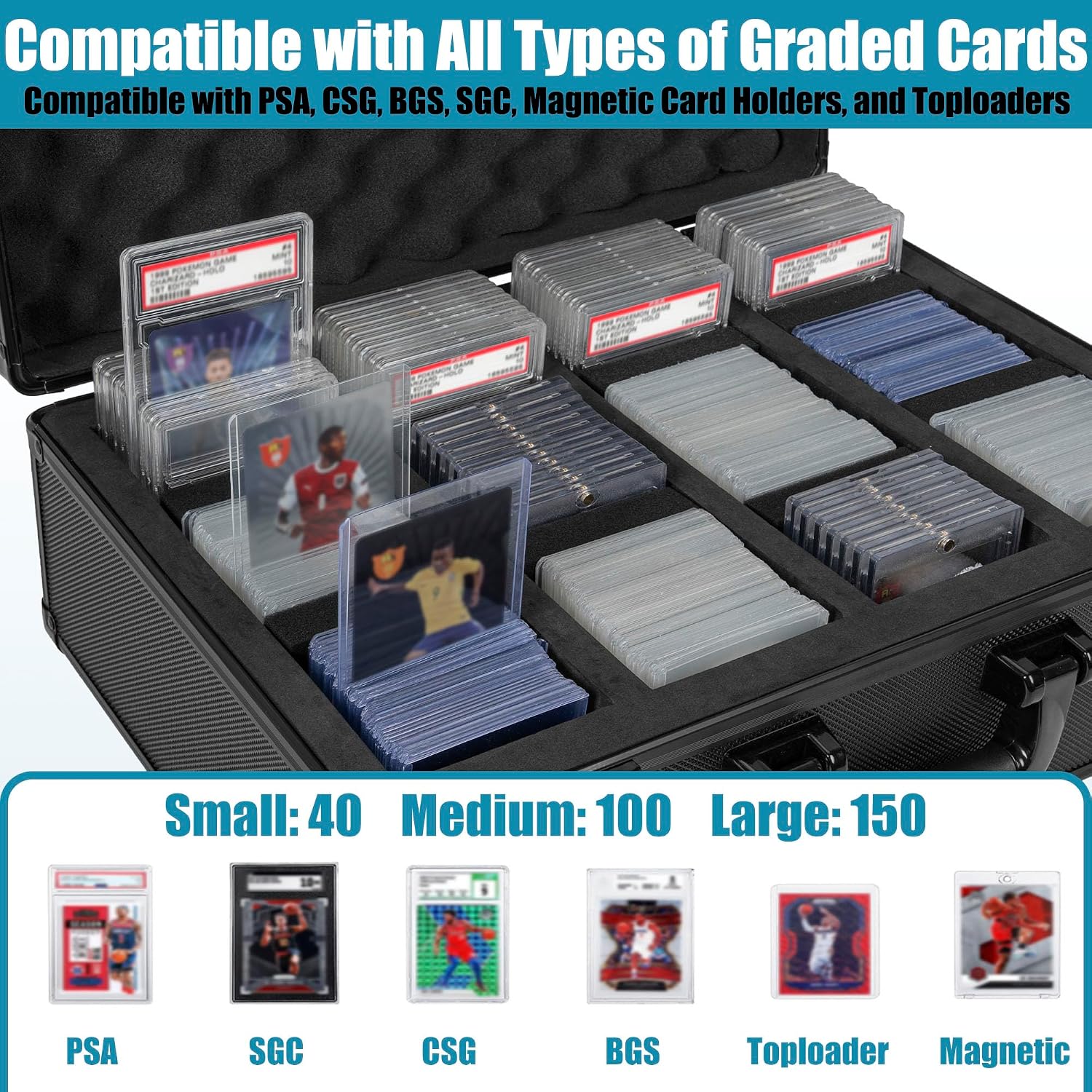 Thumbnail 3 de FREEAMG Graded Cards Storage Box: Aluminium Alloy, 150+ Card Capacity with Secure Lock