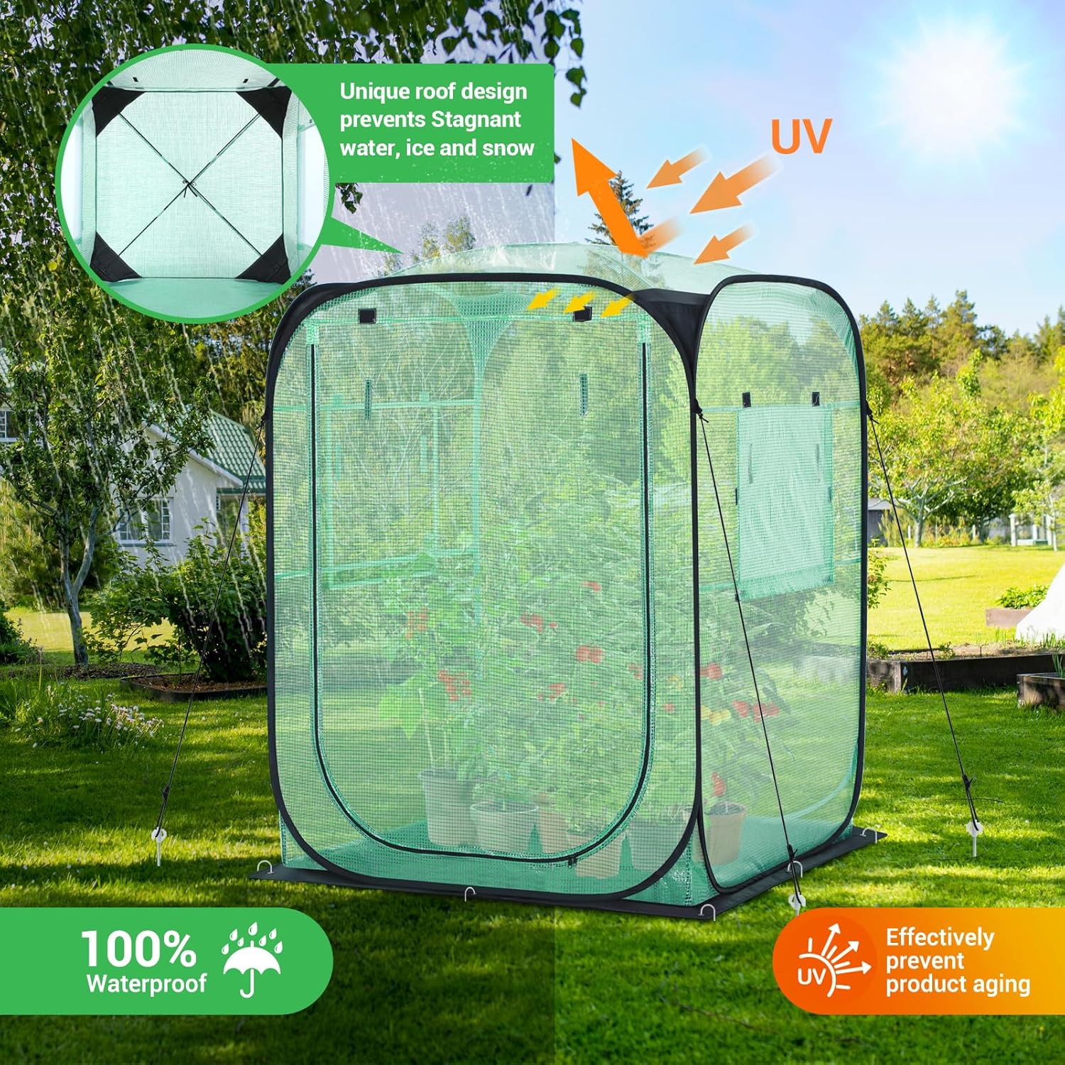 Detalle de Ohuhu Serra pop-up per pomodori: serra resistente e versatile, 122 × 122 × 162 cm