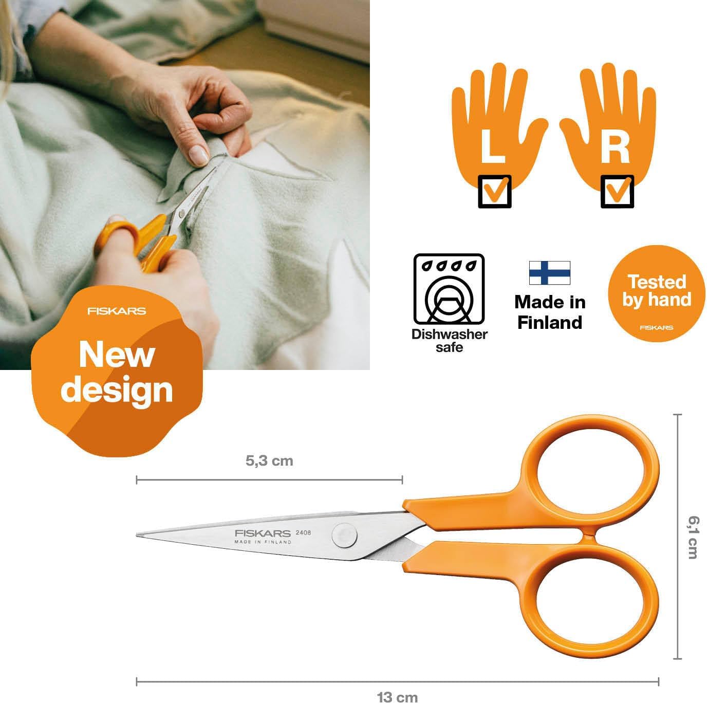 Detalle de Fiskars Classic 1075057 hantverkssax, 13 cm, för höger- och vänsterhänta