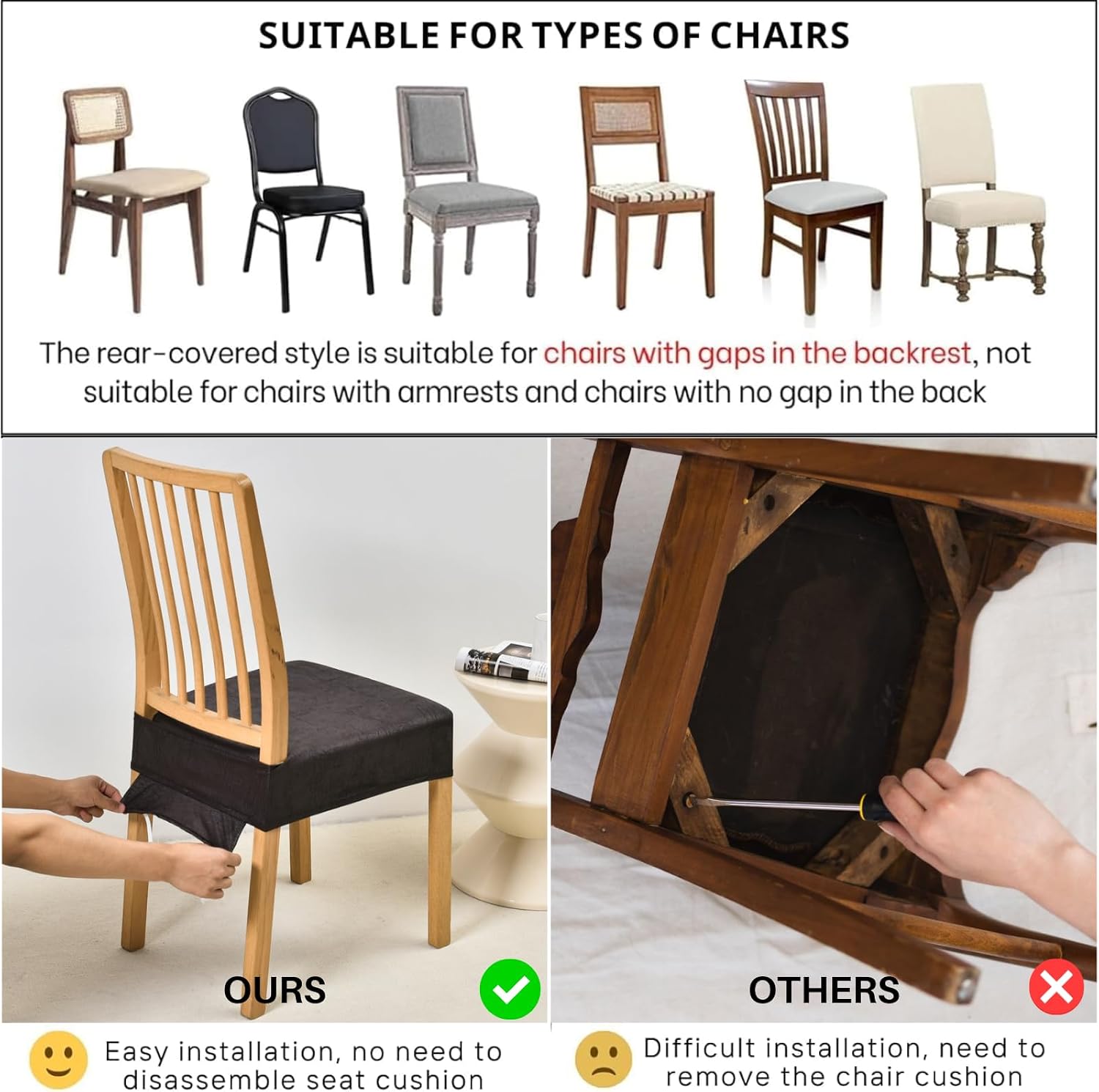 Detalle 1 de SearchI Stretch Dining Chair Seat Covers 6-pack