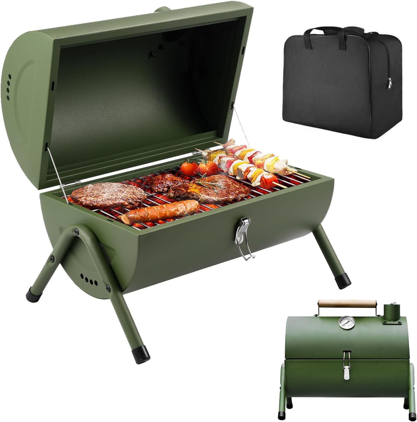 Detalle de Portable charcoal BBQ grill 550℉