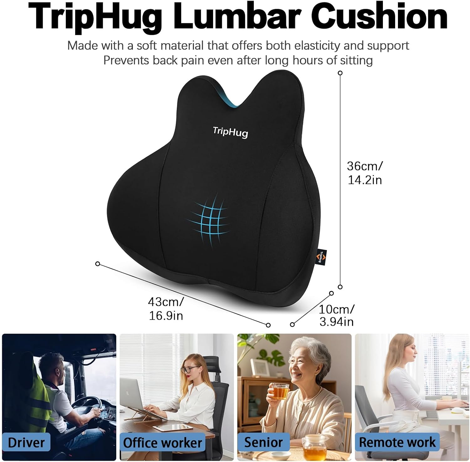 Detalle 1 de TripHug Lumbar Support Cushion Memory Foam