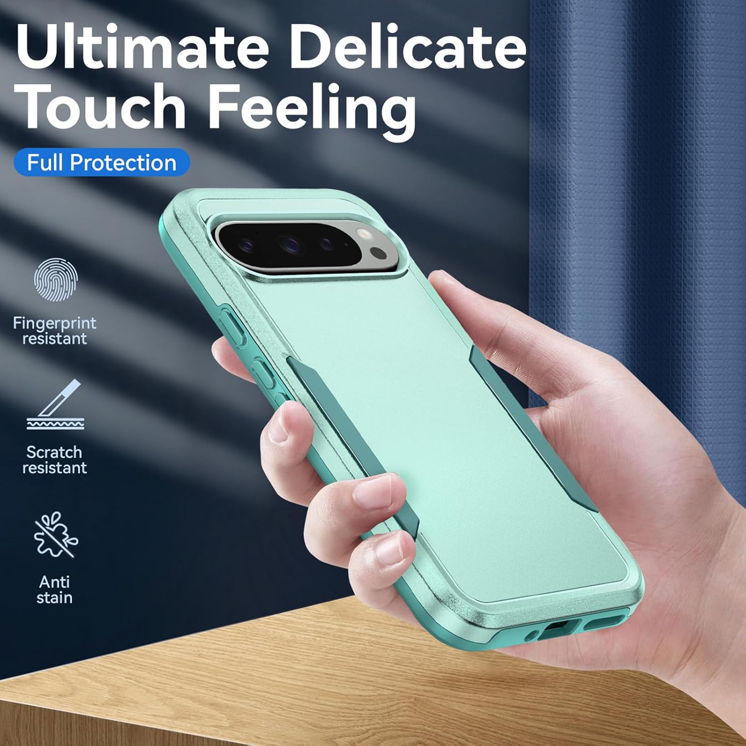 Detalle de Jihucase for Google Pixel 9 Pro XL Case with Screen Protector (Green) – heavy-duty double-layer cover