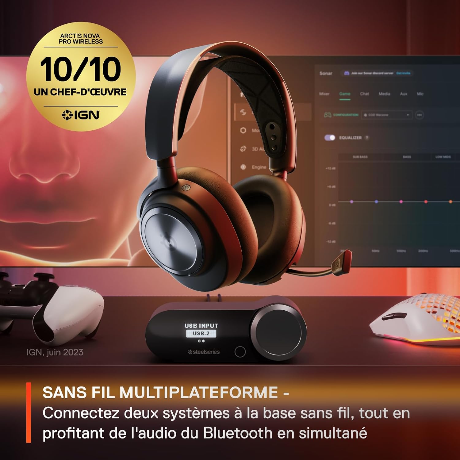 Detalle de SteelSeries Arctis Nova Pro Wireless – Casque gaming multi-système avec ANC et double batterie