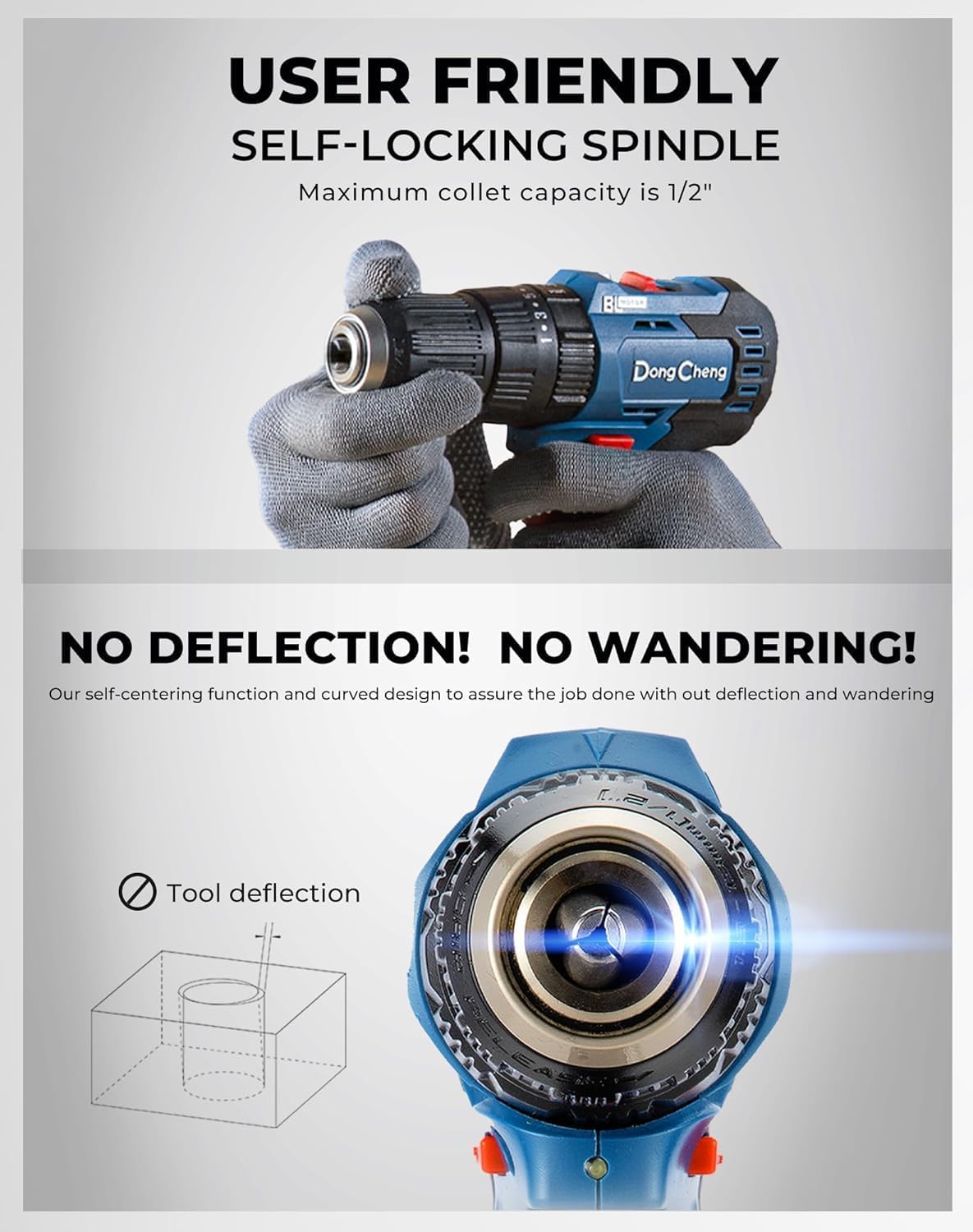 Detalle de Dong Cheng 20V Brushless Heavy-Duty Impact Drill (50N.m) with 13mm keyless chuck and hammer function
