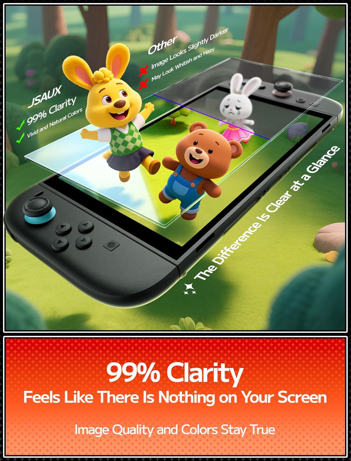 Thumbnail 3 de JSAUX Proteggi Schermo Switch 2 3 pezzi