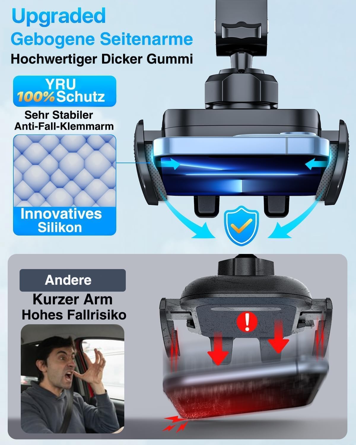 Thumbnail 5 de YRU [2026 Militär-Klasse] Auto-Handyhalterung – Starker Saugnapf & Clip, universal für Fahrzeuge